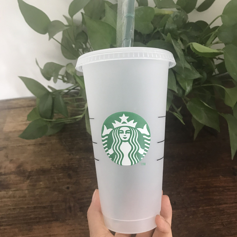 

the 24OZ/710ml Plastic Tumbler Reusable Clear Drinking Flat Bottom Cup Pillar Shape Lid Straw Mug Bardian DHL