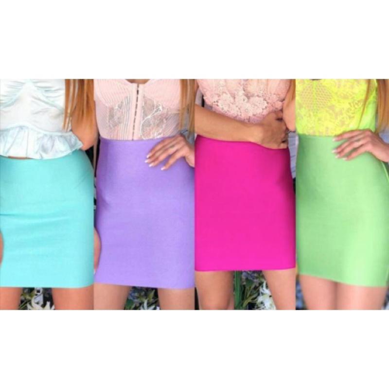 

Skirts High Quality Bandage Mini Skirt Red Black Sexy Vintage Vestios Straight Solid Color, Beige