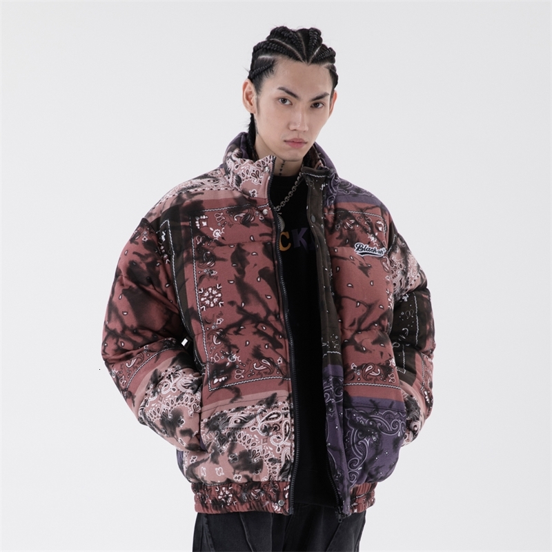 

2021 New Winter Mens Jacket Coats Hip Hop Zipper Thick Jackets Men Fashion Casual Cashew Flowers Print Letters Streetwear Tops E82i, Brown