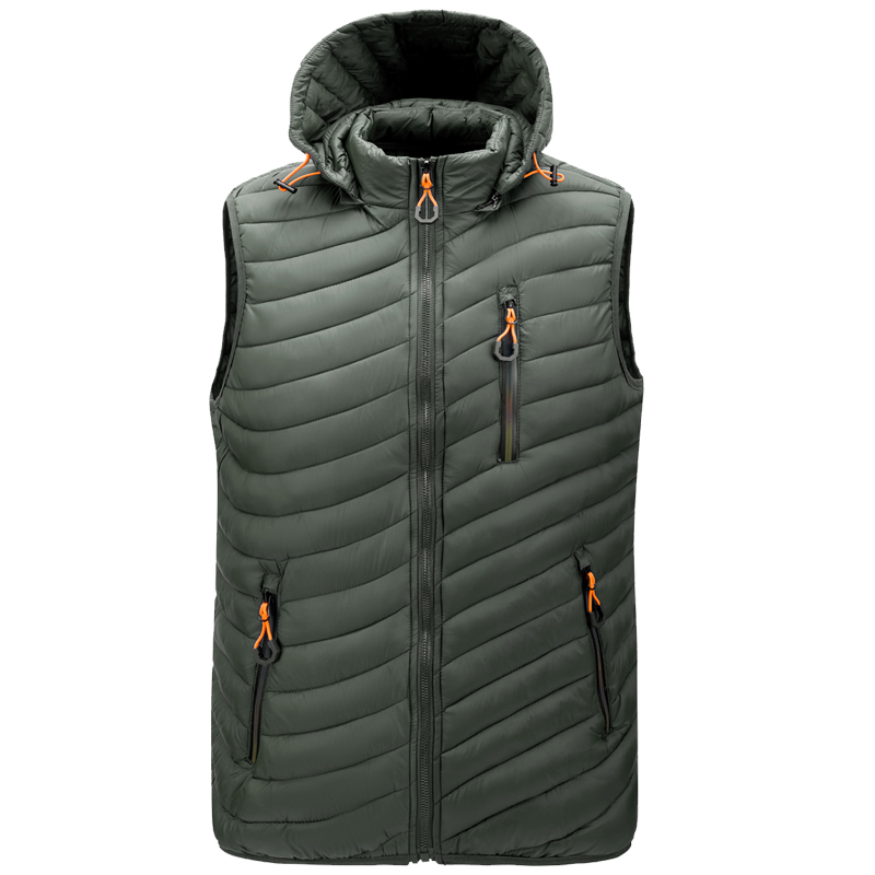 

2021 Winter Mens Sleeveless Jacket New Big Sizes Green Autumn Warm Thick Coats Male Cotton-padded Waterproof Waistcoat Vest 3goy, Army green