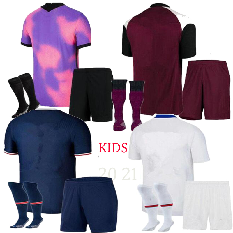 

2020 2021 MBAPPE ICARDI NAVAS Purple VERRATTI Pink Kids kit with socks soccer jersey 20/21 Ander Herrera Moise Children's football shirts, 20 21 home kids with socks