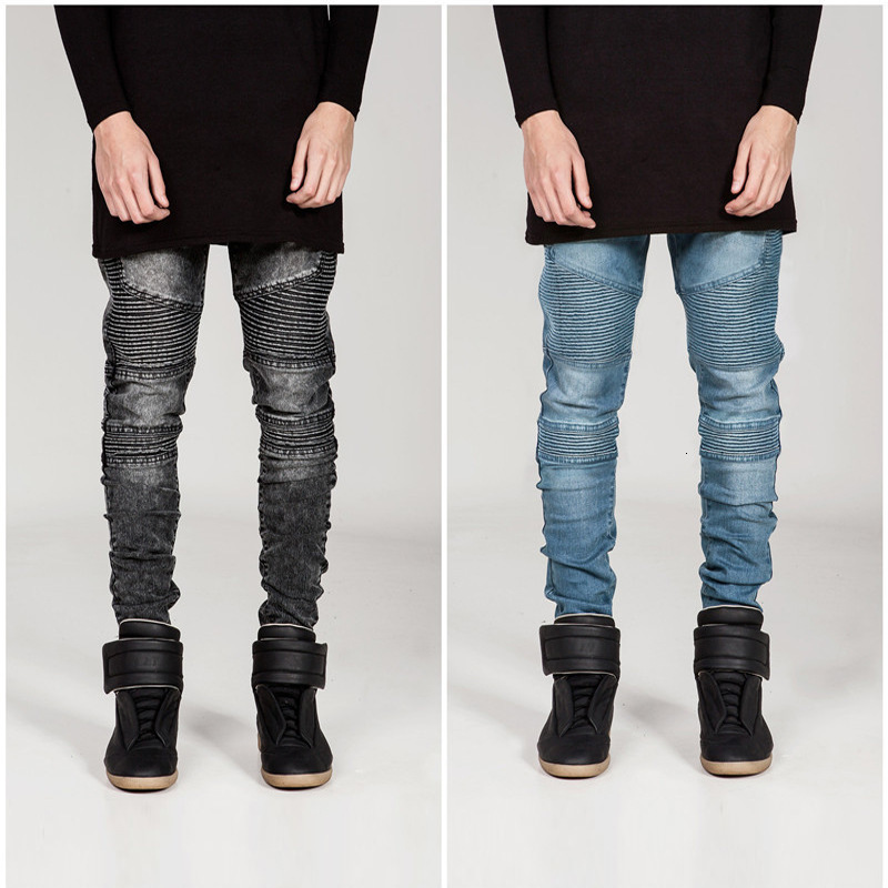 

2021 New Downtown Biker Fashion Brand Motorcycle Cotton and Spandex Men Long Ny High Street Kr56, 6601blue