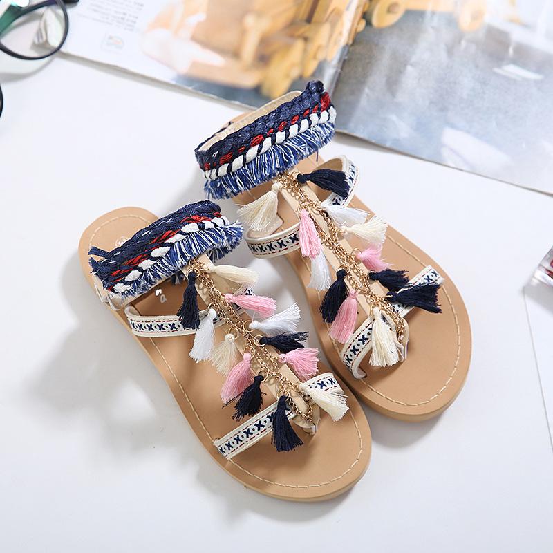 

Sandals Nation Embroidery Flower Women's Shoes, Apricot