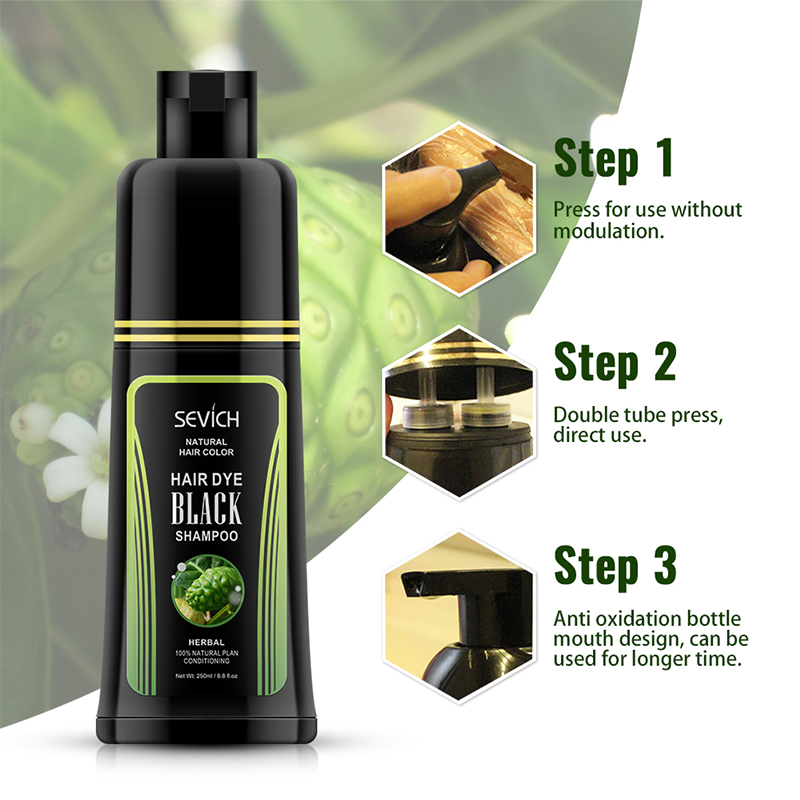 

Sevich Hair dye Black Shampoo 250ml Fast Dye Hair Shampoo Natural Anti Hair Loss Moisturizing Refreshing Black CareScouts