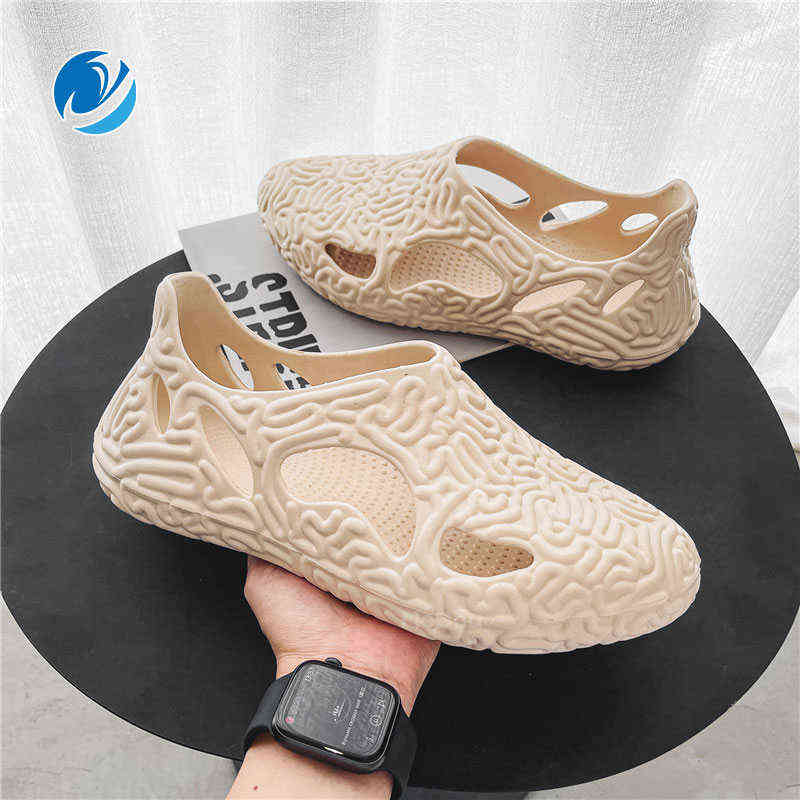 

slippers Mo Dou 2021 Quality Clogs Fashion Street Style Garden Sandals Men Shoes Women Wading Beach EVA Non Slip Cool Soft Flat Light 1119, Black
