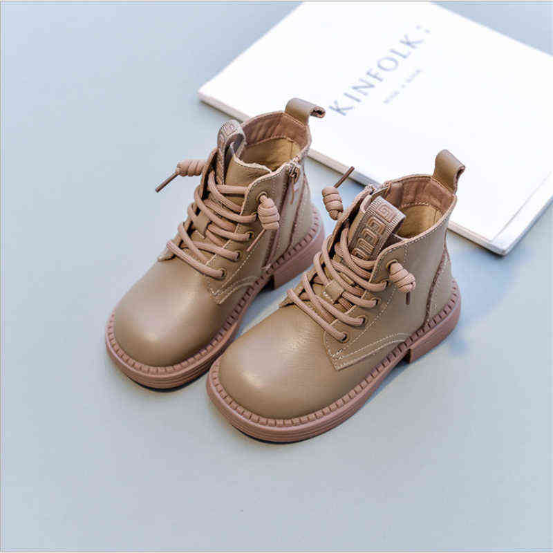 

High Quality Autumn Children Boots Genuine Leather Breathable Kids Ankle Boots For Girls Size 26-37 211108, Black