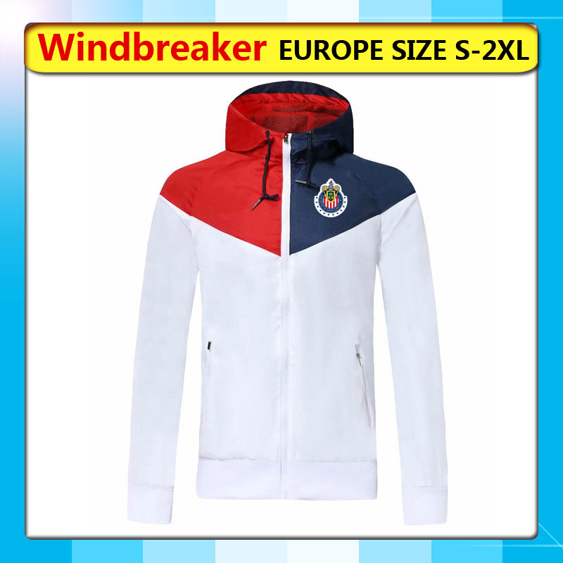 

Running Jackets Chivas Hooded soccer jackets, guadalajara full zipper football hoodies Windbreaker wearshirt, Blue