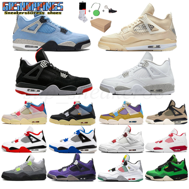 

University Blue 4s Jumpman 4 Hype Royal UNC Mens Basketball Shoes Black Cat Bred four fours White Cement Sail What The Guava Ice Sports, Good shoes