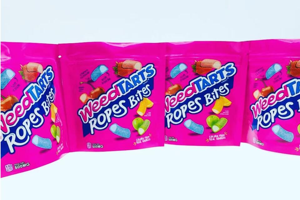 Weedtarts Mylar Bags Empty 500mg ropes bites Gummies resealable edibles packaging SWEETAETS