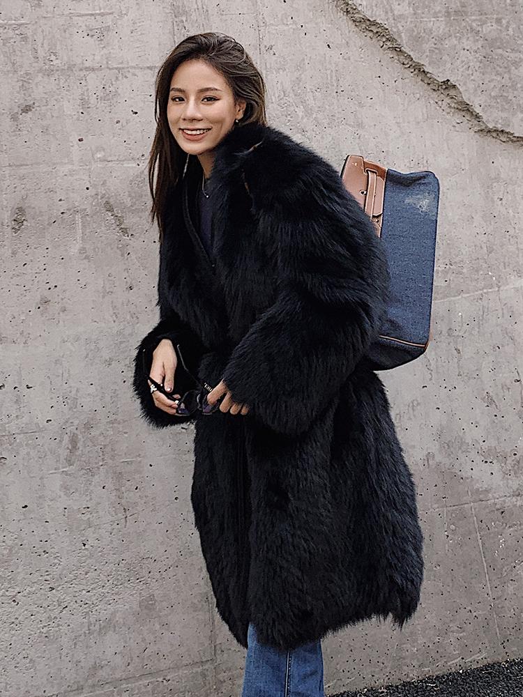 

Women' Fur & Faux "Budapest" Imported Whole Skin Long Coat 2021 Style For Young Women, Classic black