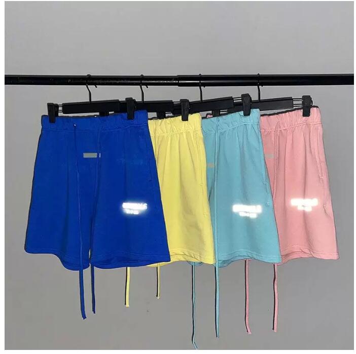 

Man Drawstring Shorts Unisex Short Pants Man Short Pant Summer Trousers Fashion Ins Style Trendy Solid Letter Print Hip Hop Street Style Hig, Beige reflective