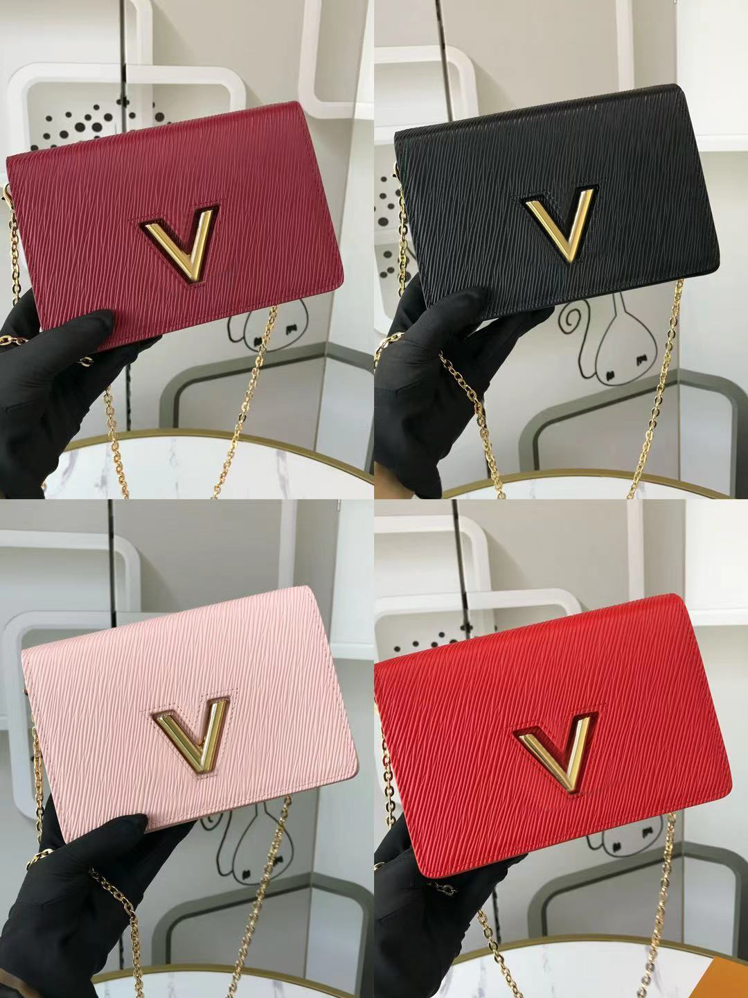 

2021 Hot Sale Fashion Women's Leather Bags Hot Sale Women's Leather V Lock Flip Chain Bag Twist Shoulder Bag Ladies Messenger Bag with Box