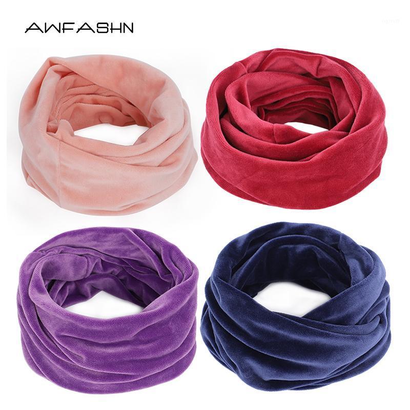

Scarves 2021 High Quality Winter Velvet Fabric Ring Scarf Women Neck Warmer Soft Comfortable Slouchy Fashion Solid Color, Blue;gray