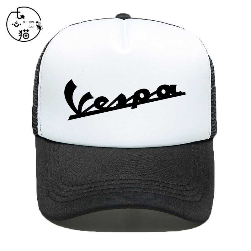 

Vespa letter printing series sponge net group students buy duck tongue hat, Vespa white
