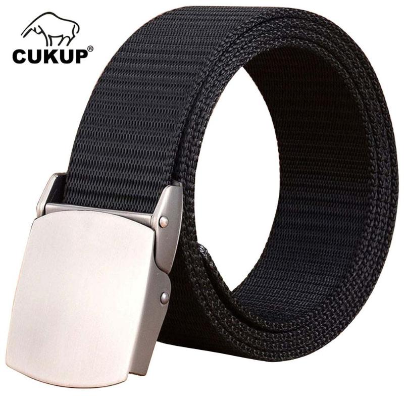 

Belts CUKUP Name Unisex Designer Fashion Accessories Top Quality Nylon Automatic Buckle Female Waistbands Belt For Men CBCK001, Black