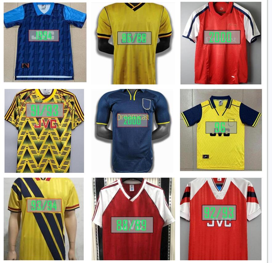 

Retro Gunners Soccer Jerseys Shirts PIRES HENRY V. Persie Fabregas Rosicky REYES VIEIRA BERGKAMP football 05 06 90 91 93 94 98 99 02 04 07 97, 88 red