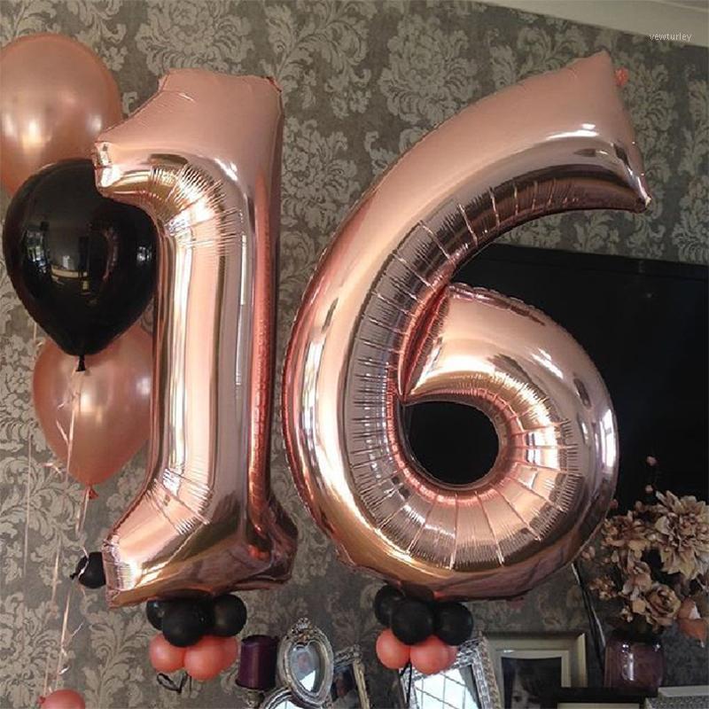 

Party Decoration 40inch Number Aluminum Foil Balloons Rose Gold Silver Digit Balloon Birthday Wedding Decor Girl