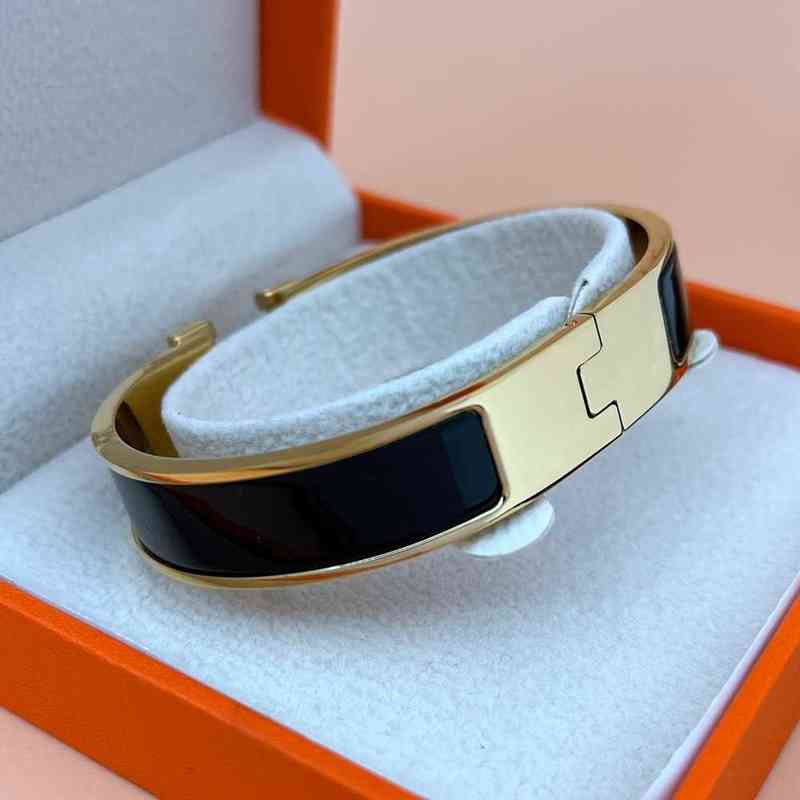 

Luxury Designer Titanium Steel Enamel Bracelet Women17cm Men 19cm h Letter Christmas High-end Jewelry Wholesale 12mm