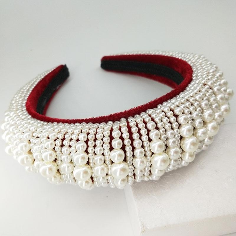 

Hair Clips & Barrettes Special Design Pearl Hoop Stone Velvet Handmade Crystal Bands Women Crown Sponge Thick Headband For Girls, Golden;silver