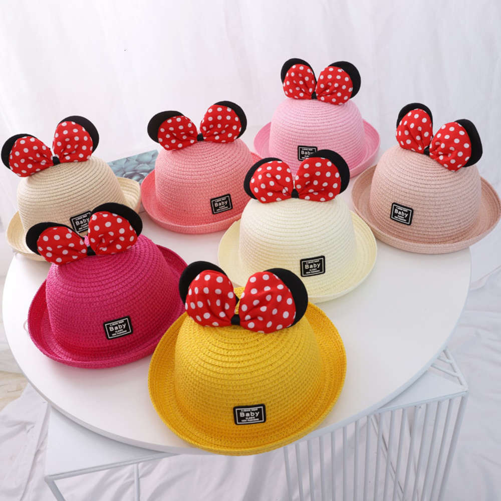 

Children's hat cute girl sunscreen Korean version Princess beach sunshade straw fisherman's sun, Yellow