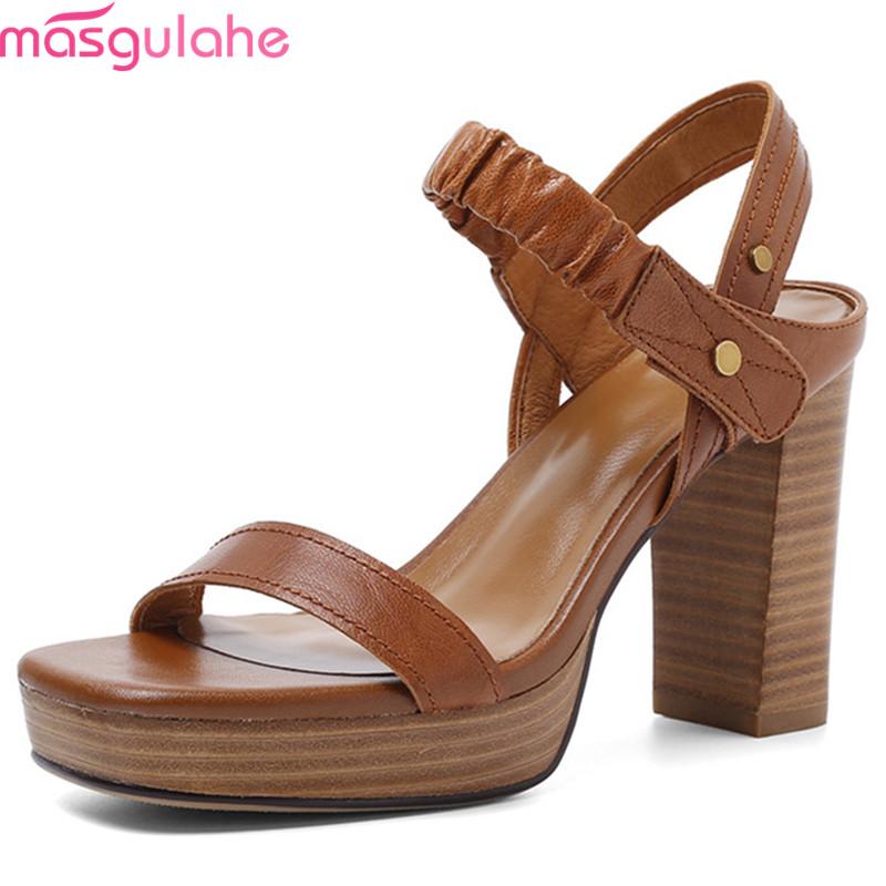 

Masgulahe 2021 new arrival women sandals high heels platform shoes solid colors summer sandals fashion dress party shoes woman, Black