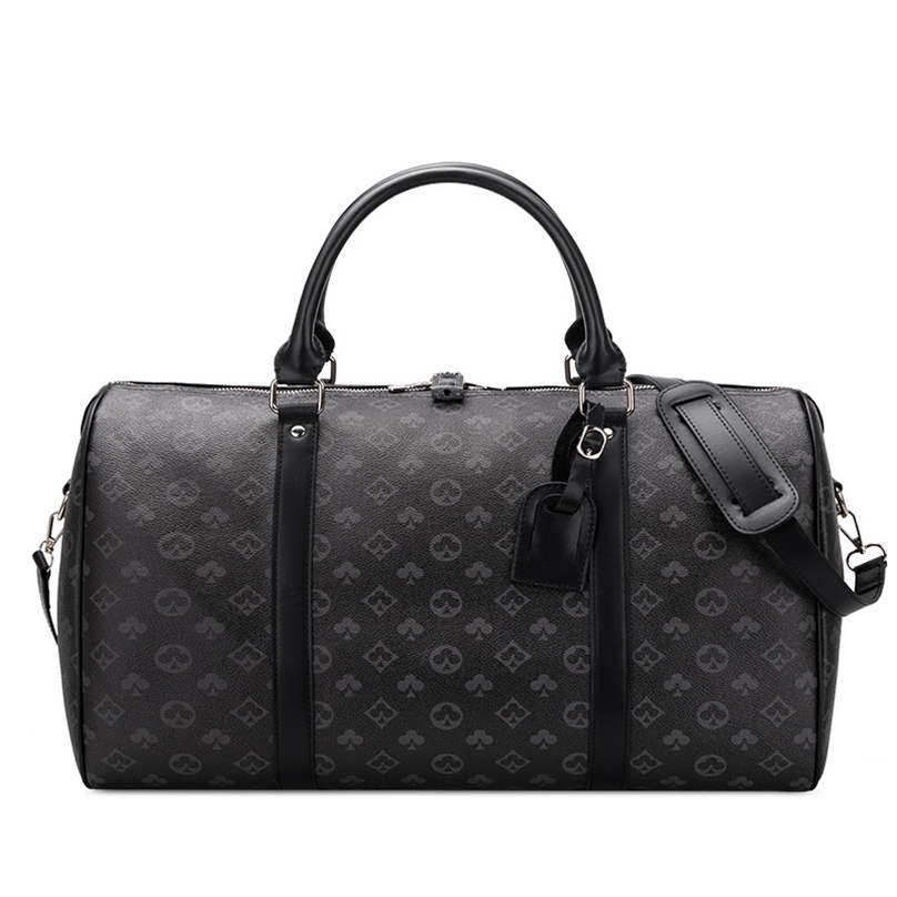 

Fashion Waterproof Tote Travel Bag Men/Women Fitness Handbag Leather Shoulder s Business Large Luggage 211118, Black print small
