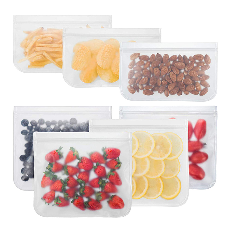 

wholesale Reusable Storage Bags 12 Pack PEVA Leakproof Zipper Silicone Food Storage Bags