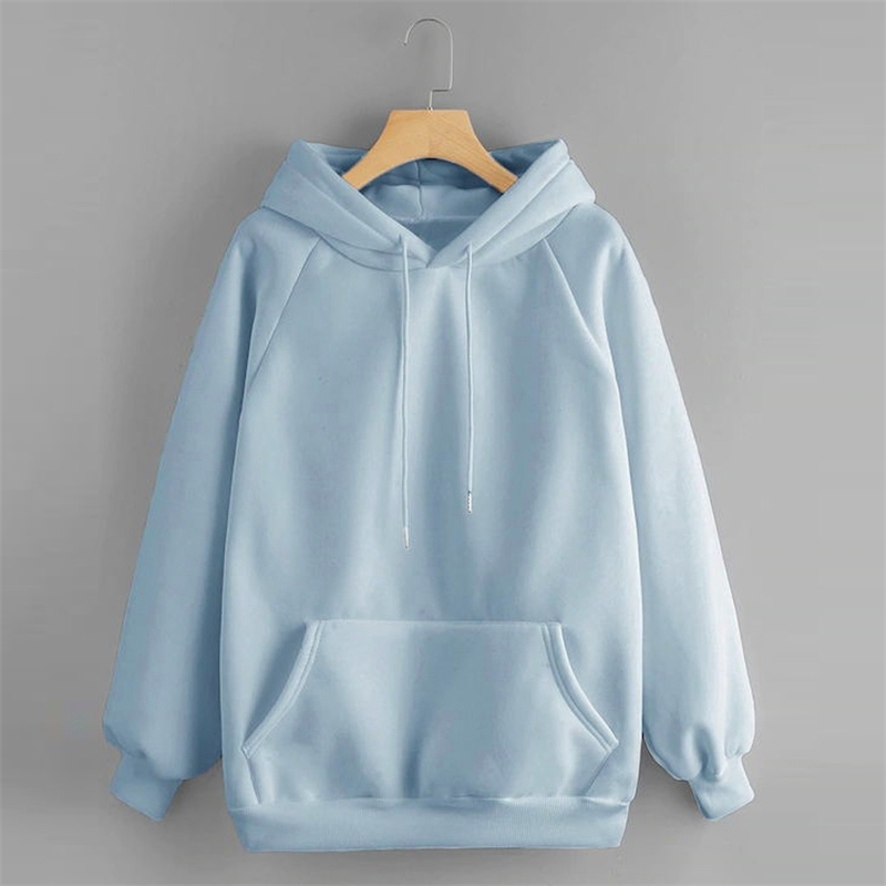 

Solid color blank hooded sweater women' 2021 autumn winter new Korean loose Plush thickened long sleeve top, Black black