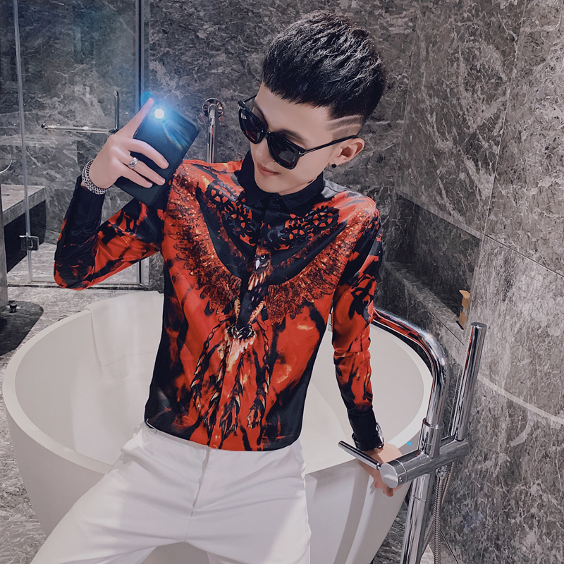 

New Moda 2021 Primavera Nova Manga Longa Camisas Florais Para Roupas Masculinas Simples Todo o Jogo Fino Ajuste Casual Streetwear Clube 3xl-, As the photo show