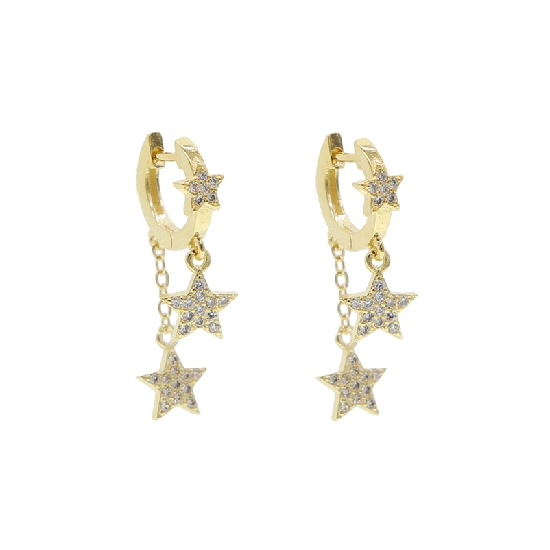 

fashion star design tassel cz charm dangling earring for women girl trendy jewelry 210616