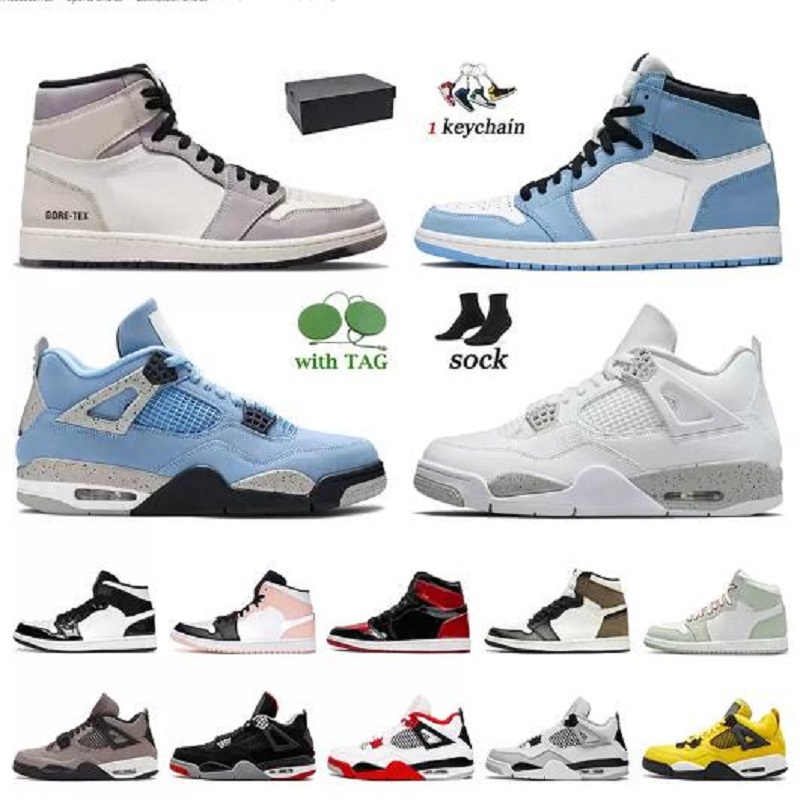 

Jumpman 2022 Top Quality OG 1 Basketball Shoes 4 1s University Blue 4s High Element Light Bone White Oreo Wheat Black Cat Sail Dark Mocha Mens Womens Sneakers With Box, # 28
