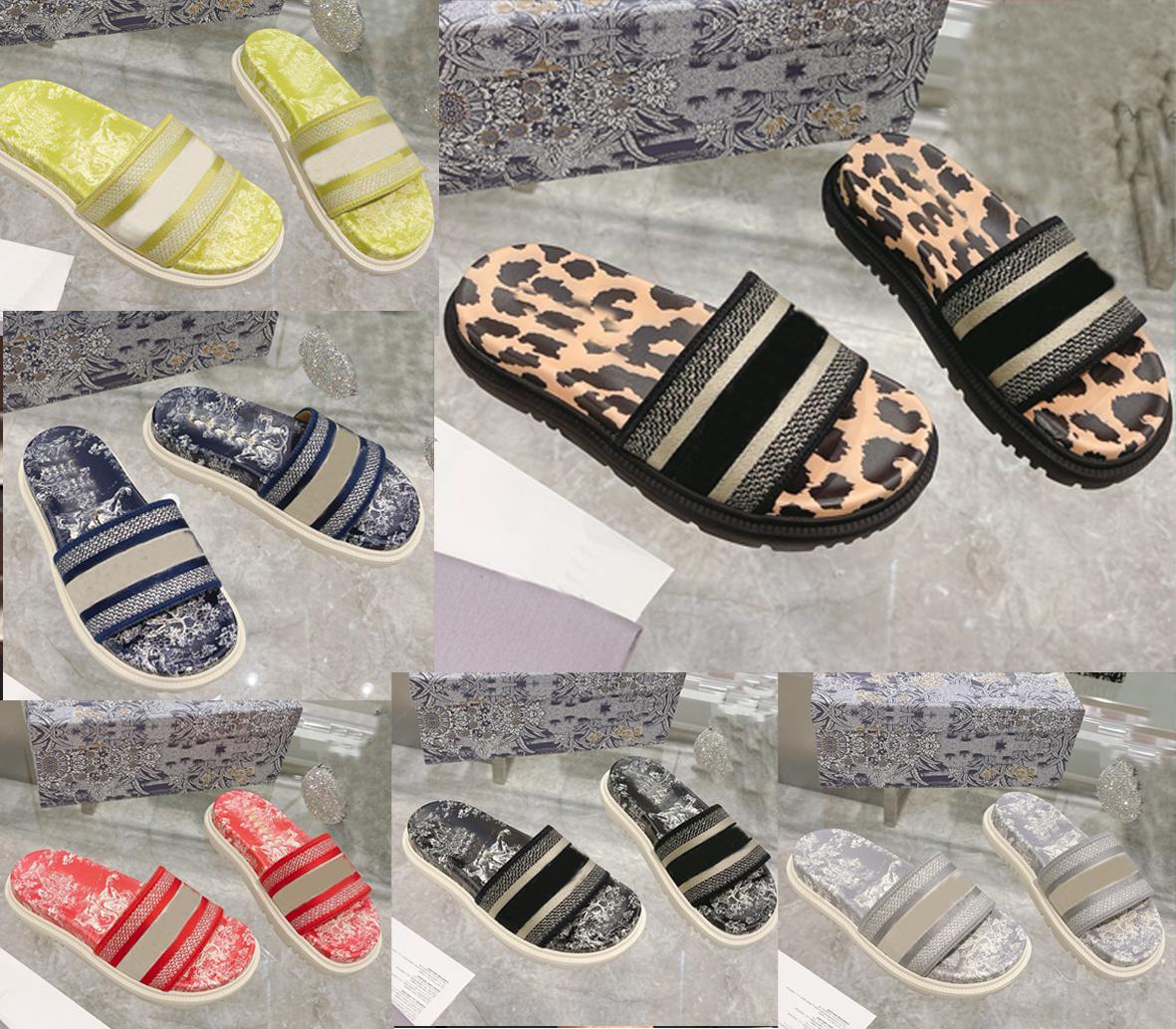 

slippers sandals Luxury designer DWAY Italy Reverse chaussures women flops nonslip shoes Oran Oasis Leopard grain Tory Chaussures Channel