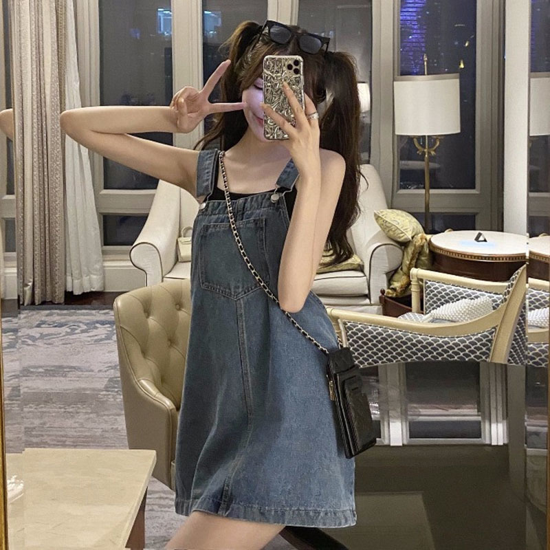 

2021 New Women Denim Summer Spaghetti Strap Sun Jeans Cute Slim Backless Mini Ladies Suspender Es Sl8k, Blue