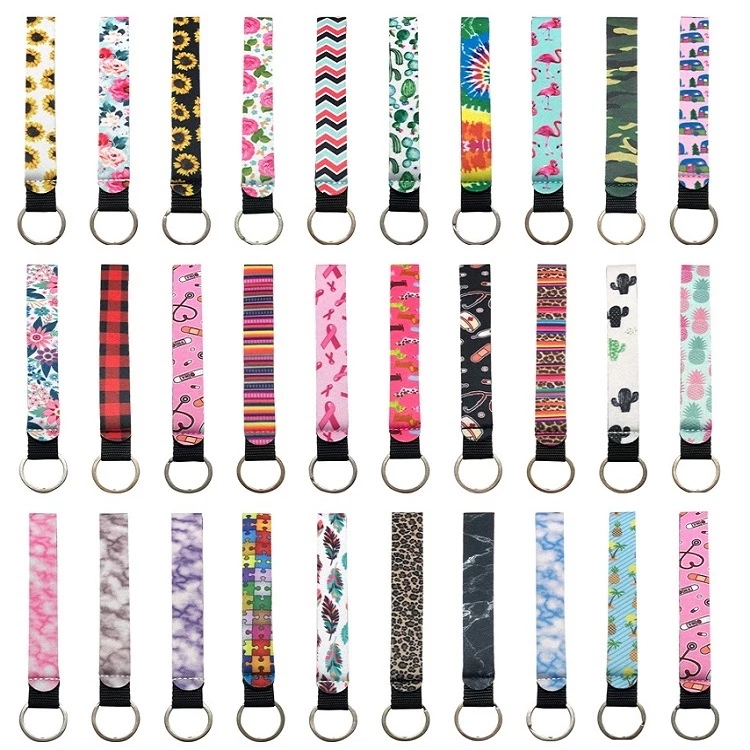 

112 Design Favor Neoprene Wristlet Keychains Lanyard Serape Prints Strap Band Split Ring Key Chain Holders Hand Wrist Keychain For Chapstick Holder Girls/Women