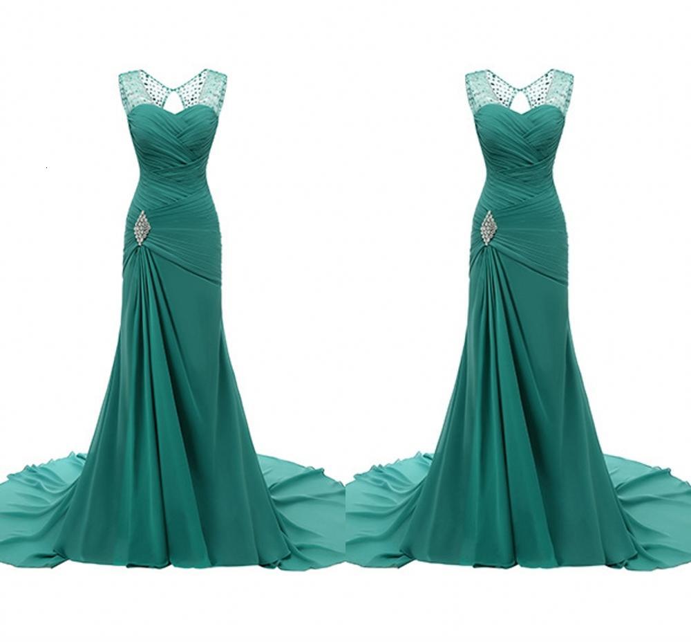 

2021 New Green Evening Es Beads Backless Long Prom Party Gowns Chiffon a Line Vestidos Festa Longo Robe De Soiree K0hg, Burgundy