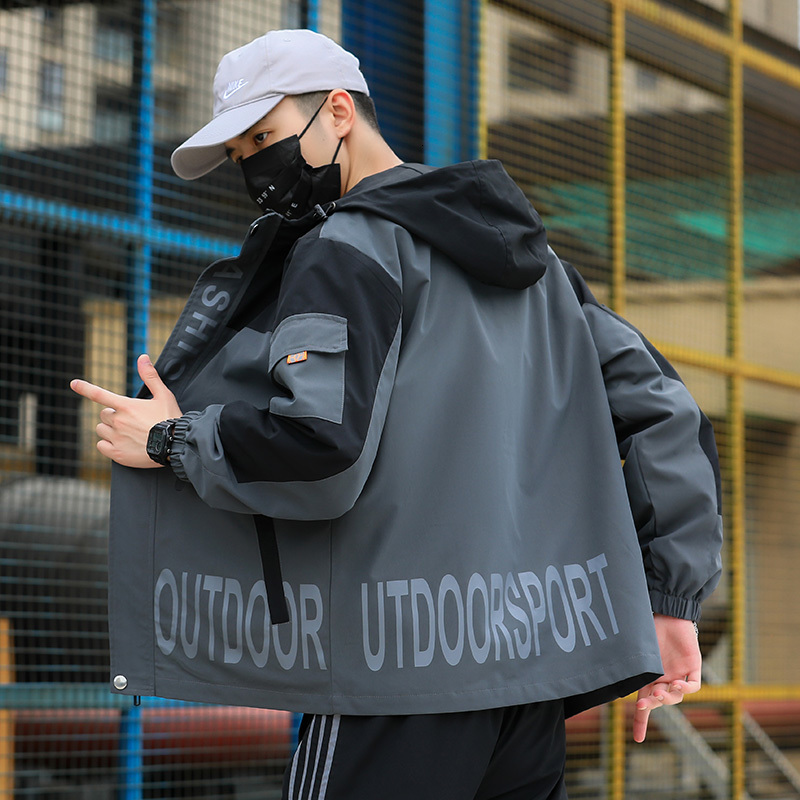 

2021 Brand Men New Autumn Jacket Long Sleeve Clothes Dust Coat Clothing Motorcycle High Quality Korean Style Hip Hop Windbreaker Mx2k, Gray