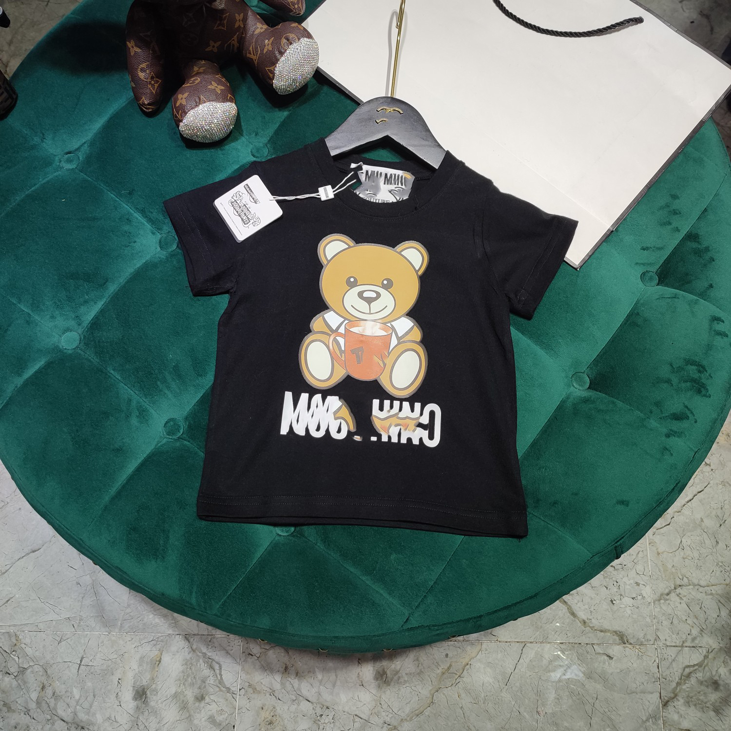

2021ss Designers Clothes Kids t shirt baby designer clothes Combed cotton mos bear t-shirt boys t shirt black 100-150, Blue