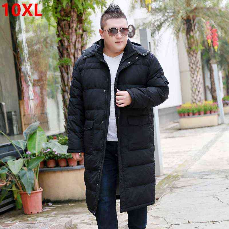 

Extra large men's over-the-knee down jacket plus fertilizer to increase the long section thickening down cold coat 10XL 9XL 8XL Y1103, Black