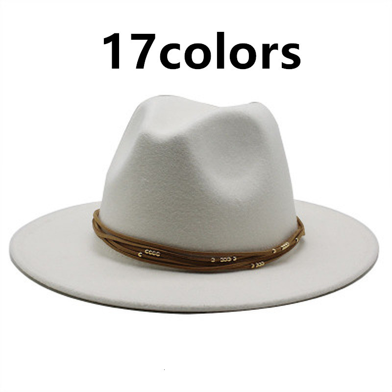 

2021 Winter Women Elegant New Men Solid Wide Brim Church Jazz Caps Trilby Panama Fedora Red White Casual Felt Top Hats Qcm2, Orange red