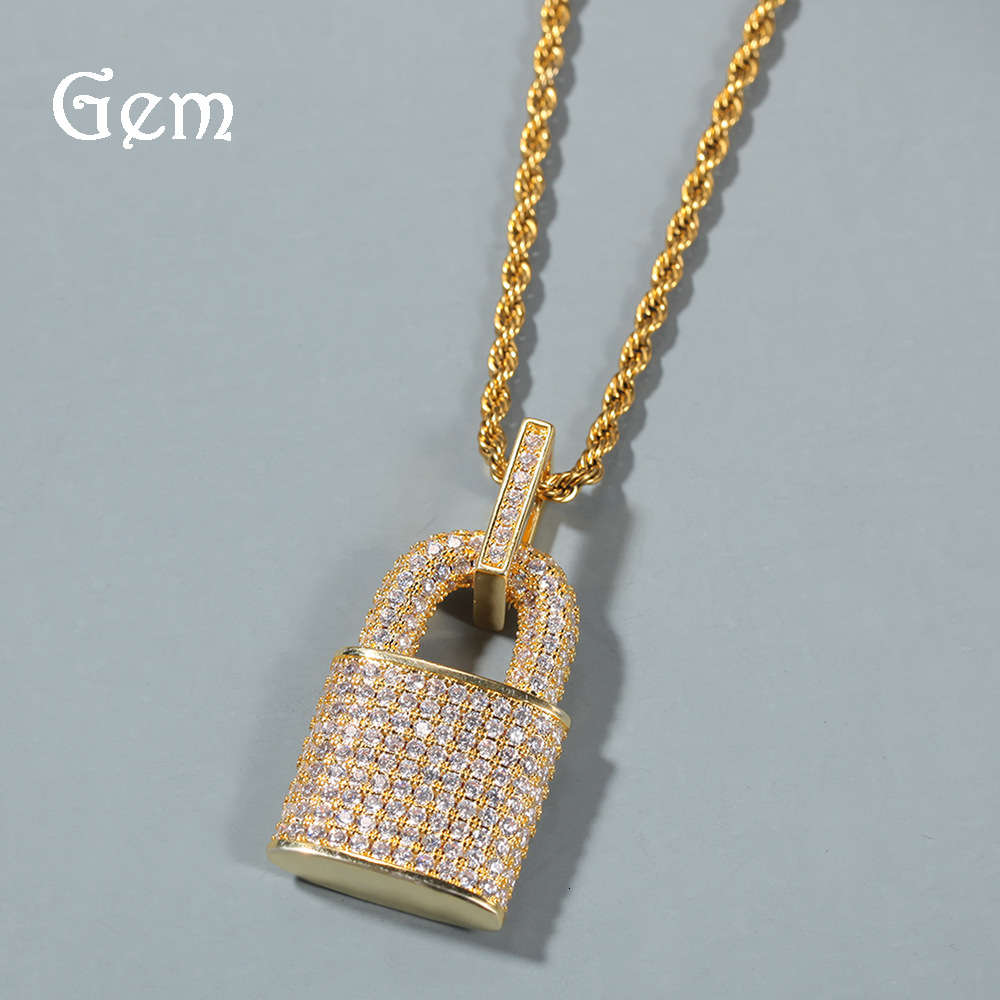 

New fashion brand Necklace hip hop zircon lock creative men's and women's personality Pendant Necklace Fashion clavicle chain
