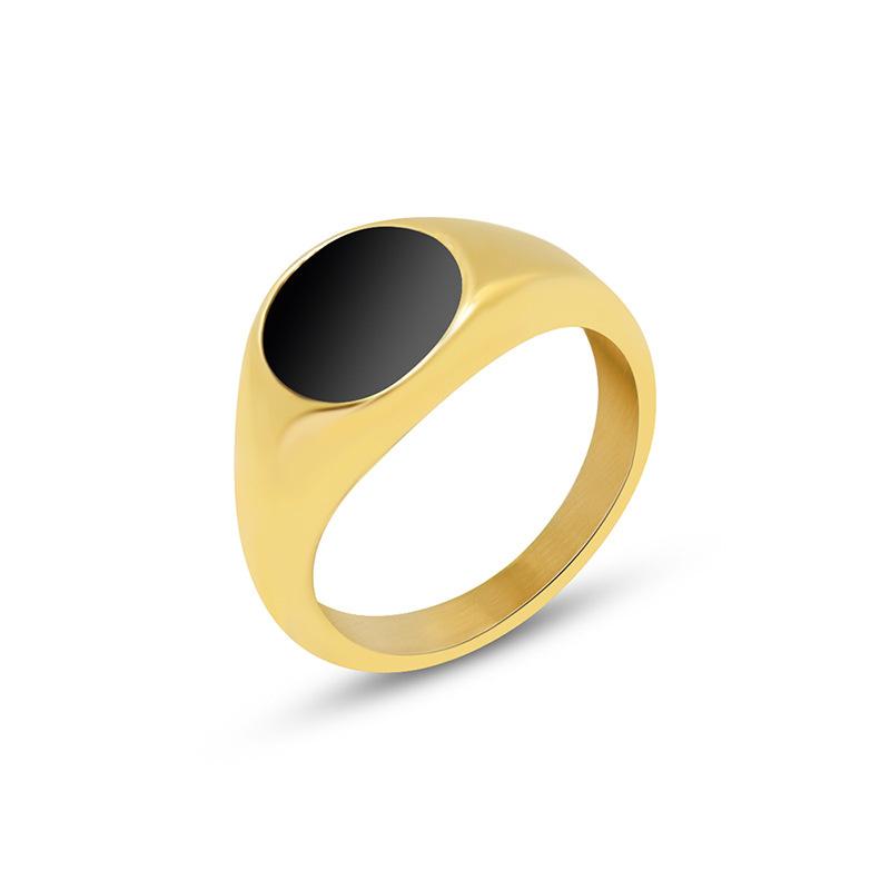 

Cluster Rings Stainless French Style Black Oil Dripping Design Ring Steel Gold Filled For Women's Accessories Fashion Hawaiian Jewelry, Golden;silver