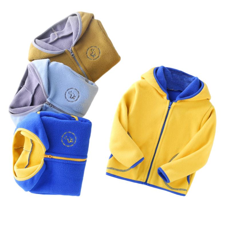 

Jackets Kid Hooded Coat, Long Sleeve Side Pockets Unisex Fall Loose Tops Girl Boy Velvet, Blue;gray