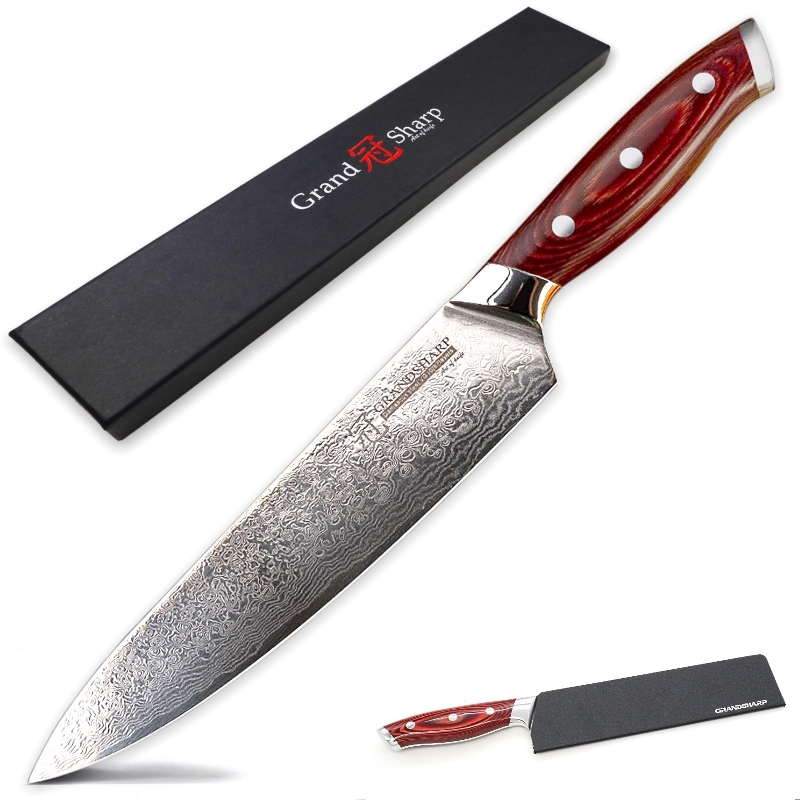 

GRANDSHARP 67 ayers Japanese Damascus Knife Damascus Chef Knife 8 Inch VG-10 Bade Damascus Kitchen Knives Pakka Hande PRO NEW