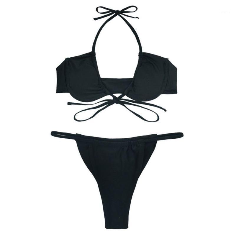 

Women's Sexy Micro Bikini Stripe Print High Cut Brazilian Thong Push-up Swimsuit Swimwear Beachwear Bathing D1Q4 Yoga Outfit, Black