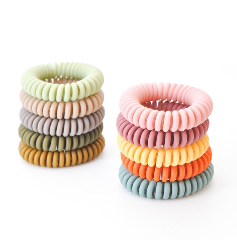 

Telephone Wire Line Seamless Hair Rope Girls Kids Rubber Bands Ponytail Holder Transparent Matte Frosted Hair-Ring Cord Ties