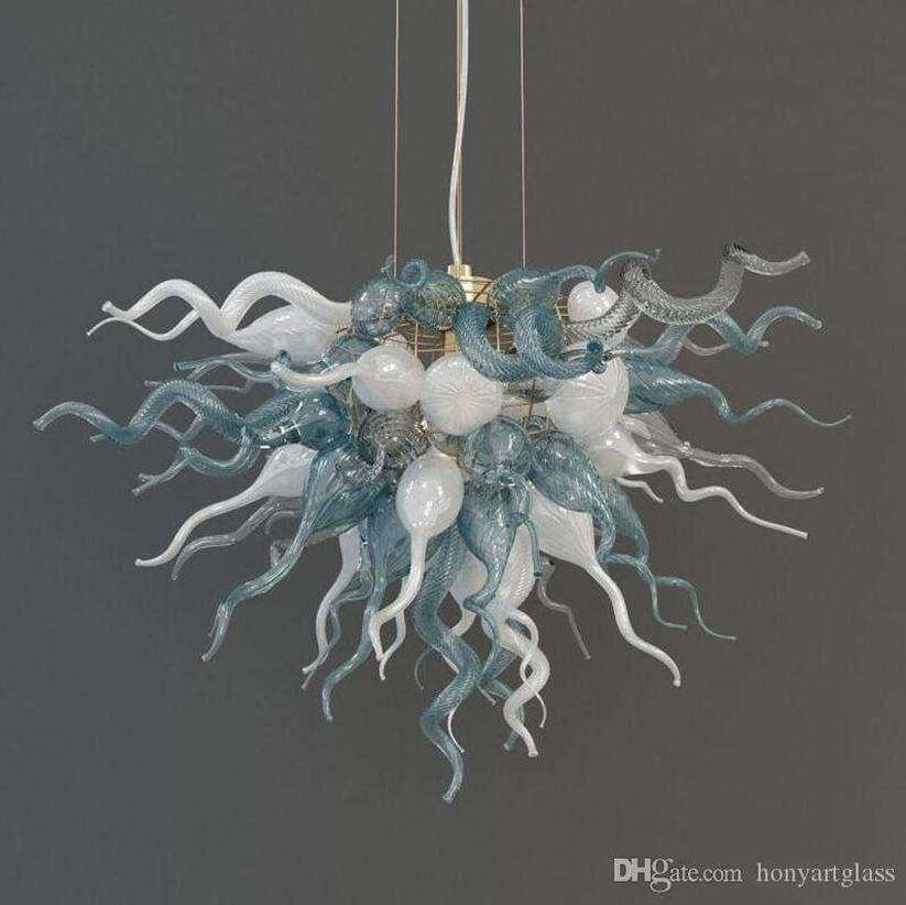 

Nordic Style Light Blue Blow Glass Chandelies lamp Item White Europe Style Modern Art Chandelier