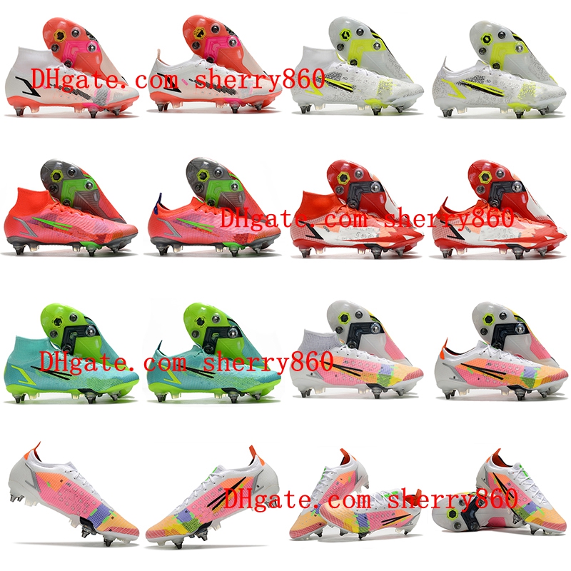 

2021 Men Soccer Shoes Mercurial Superfly VIII Elite SG PRO Anti Clog Cleats Sneaker Football Boots Ronaldo CR7 Futsal Comfortable Training, As picture 11