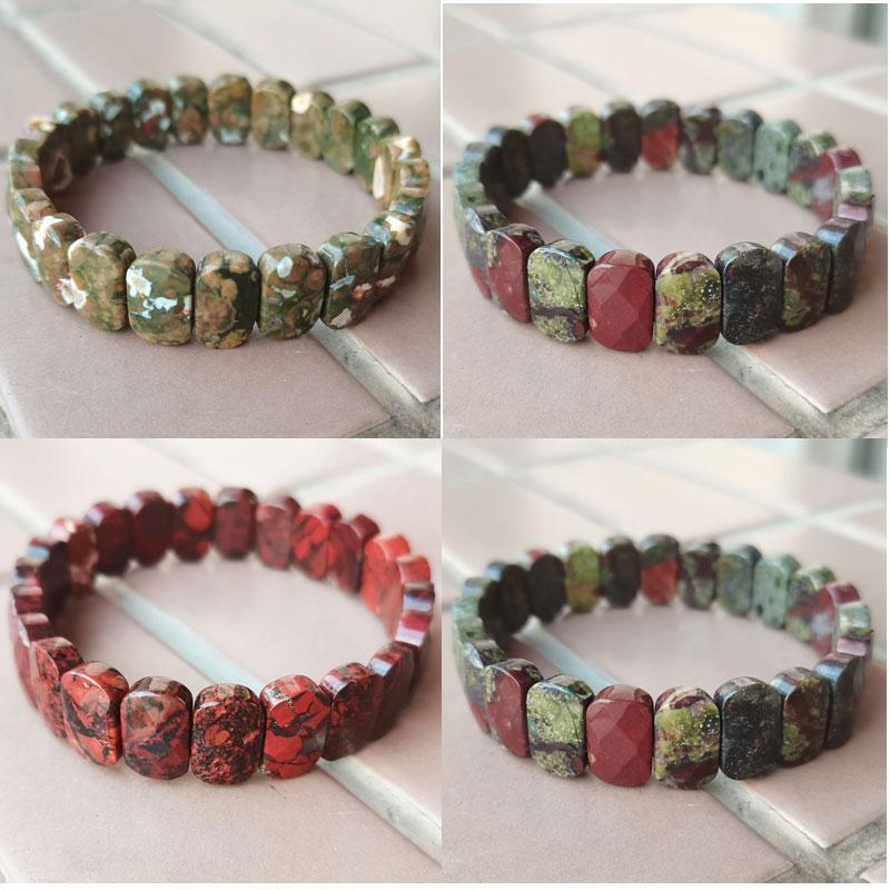 Beaded, Strands Fashion Jewelry Jaspe Bloodstone Rhyolite Women Men Bracelet 1 Strand WB916-image-710760276