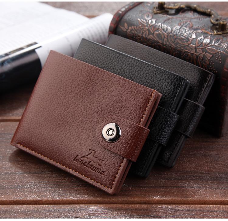 

Wallet men leather men wallets purse short male clutch leather wallet mens money bag quality guarantee, Black