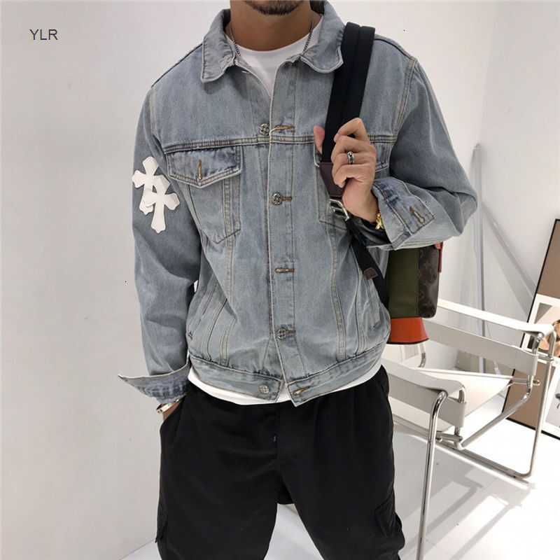 

Light luxury high end autumn and winter croxin same fashion brand early autumn men's cross with skin sticking Sanskrit embroidery used wash, Black